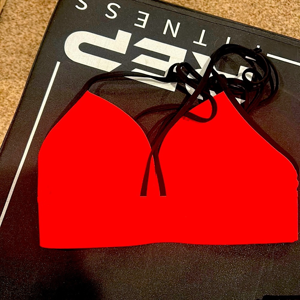 Bright orange with black straps Size small